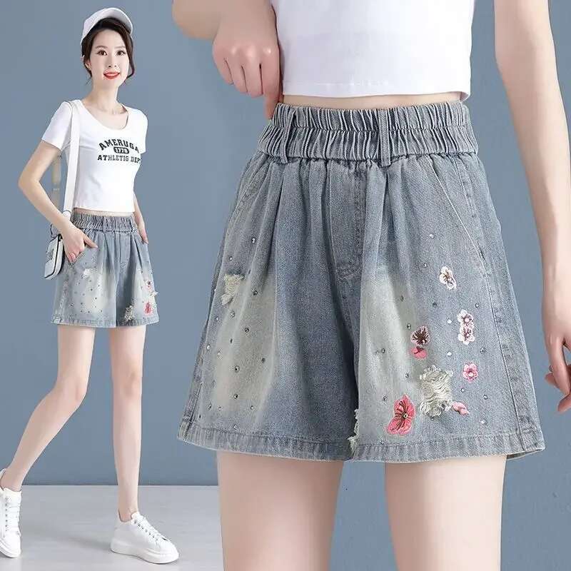 Baggy Denim Shorts for Women Loose With Waist Pocket Short Jean Pants Woman Wide Outfits XL Korean Style Classic Wholesale Hot