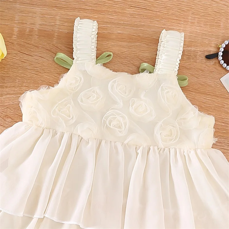 Lioraitiin Toddler Girls Sleeveless Dress Casual Summer Cute Floral Bows Layered A-Line Dress for Beach Party Cute Clothes 250617