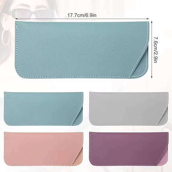 Soft PU Leather Glasses Pouch Sunglasses Case with Protective Fabric Lining Versatile Eye Accessory Storage Bag for Goggles Specs