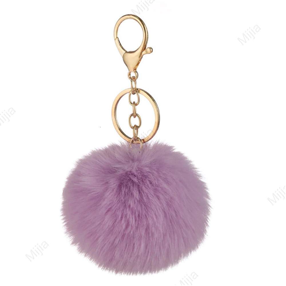 Cute Rex Rabbit Fur Plush Keychain 8cm Fluffy Pompom Ball Bag Backpack Decoration Car Key Chain Girl Gift Accessories 250616
