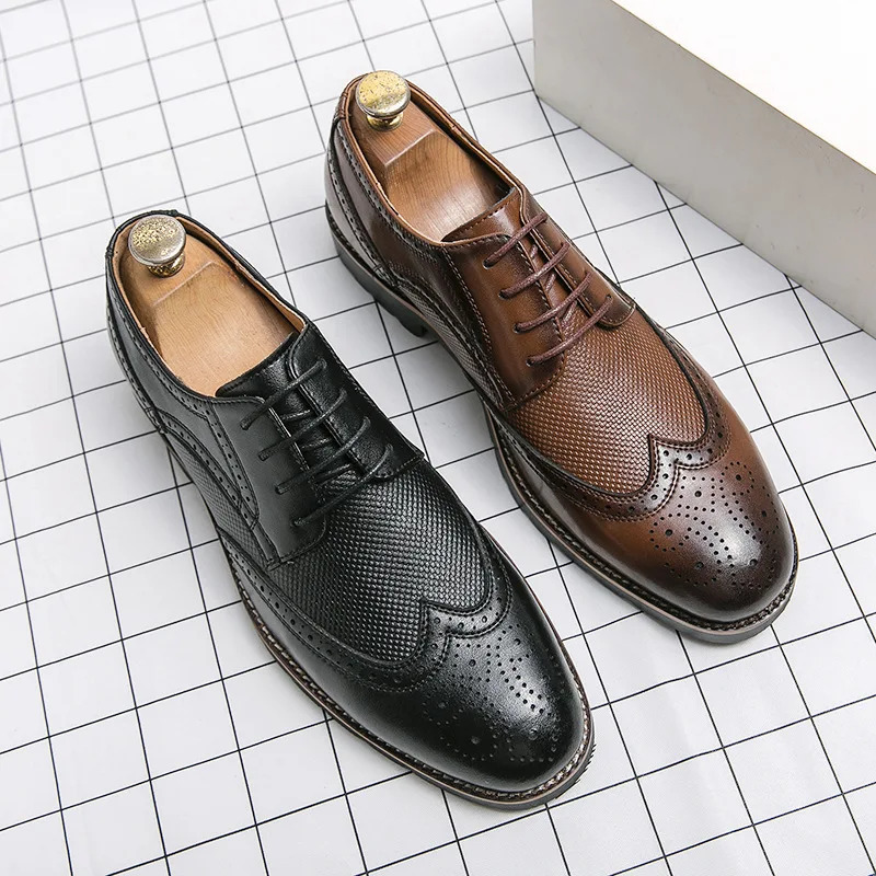 Handmade Oxford Shoes for Men Wingtip Leather Brogue Mens Dress Classic Business Formal Male Calfskin Shoe 250612