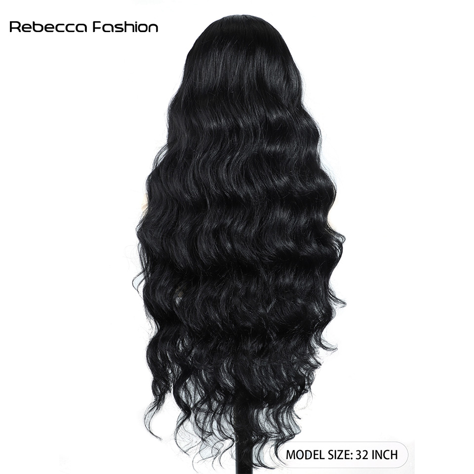 Rebecca Fashion Synthetic hair Lace Front Wig Cosplay 32" Lace Body Wave lace Wig part Wig Blonde Wigs For Women Wig