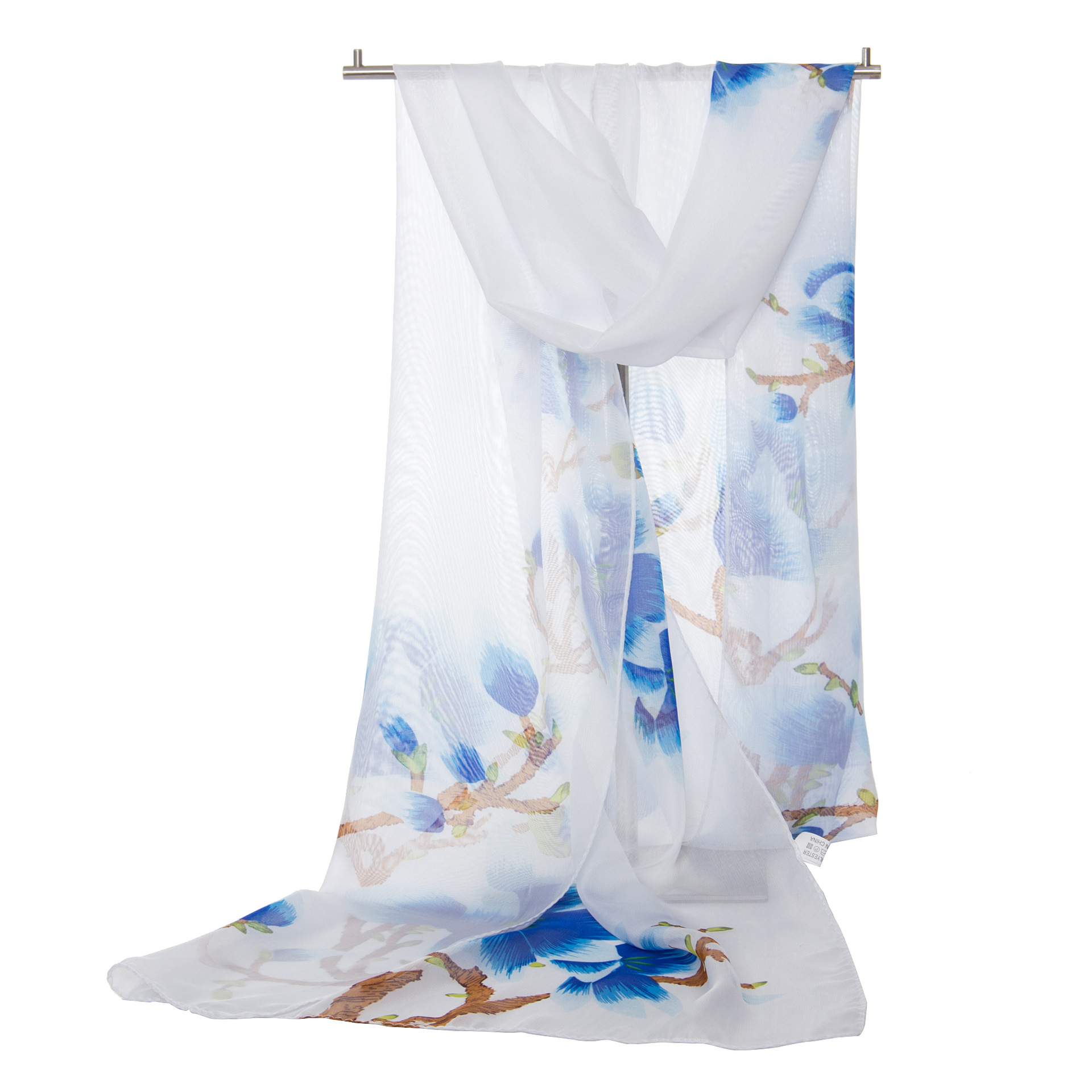 K1048 2024 Spring and Autumn New Women's Auspicious Bird Women's Chiffon Long Silk Scarf Wholesale Yiwu Small Gauze Scarf March 8th