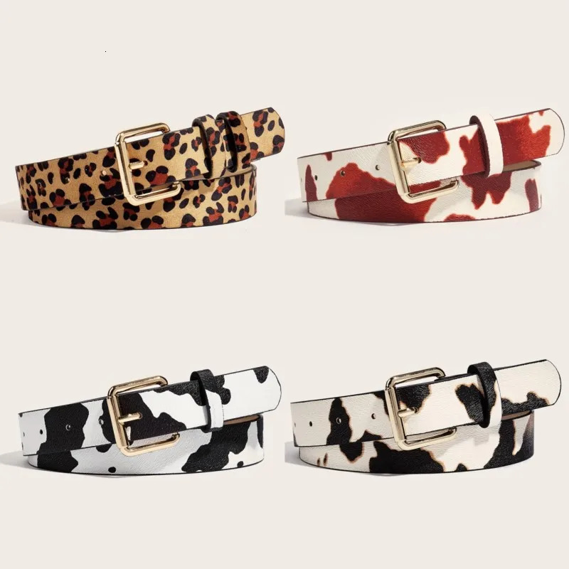 Womens Leopard Print Belt Cute Hip Hop Girls Jeans Accessories Girdle Goth Retro Pin Buckle Pu Waistband 250617