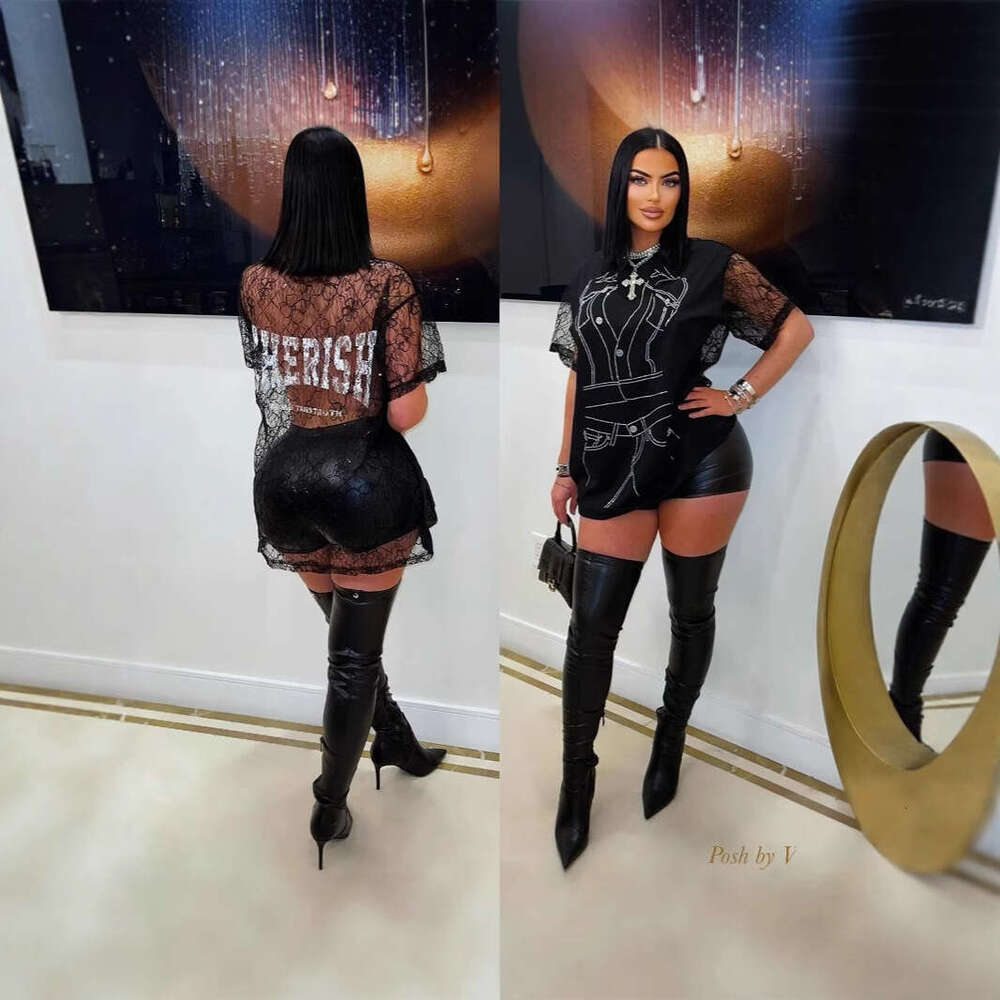 Summer Printed Lace Backless Loose Sexy T-Shirt For Women B5