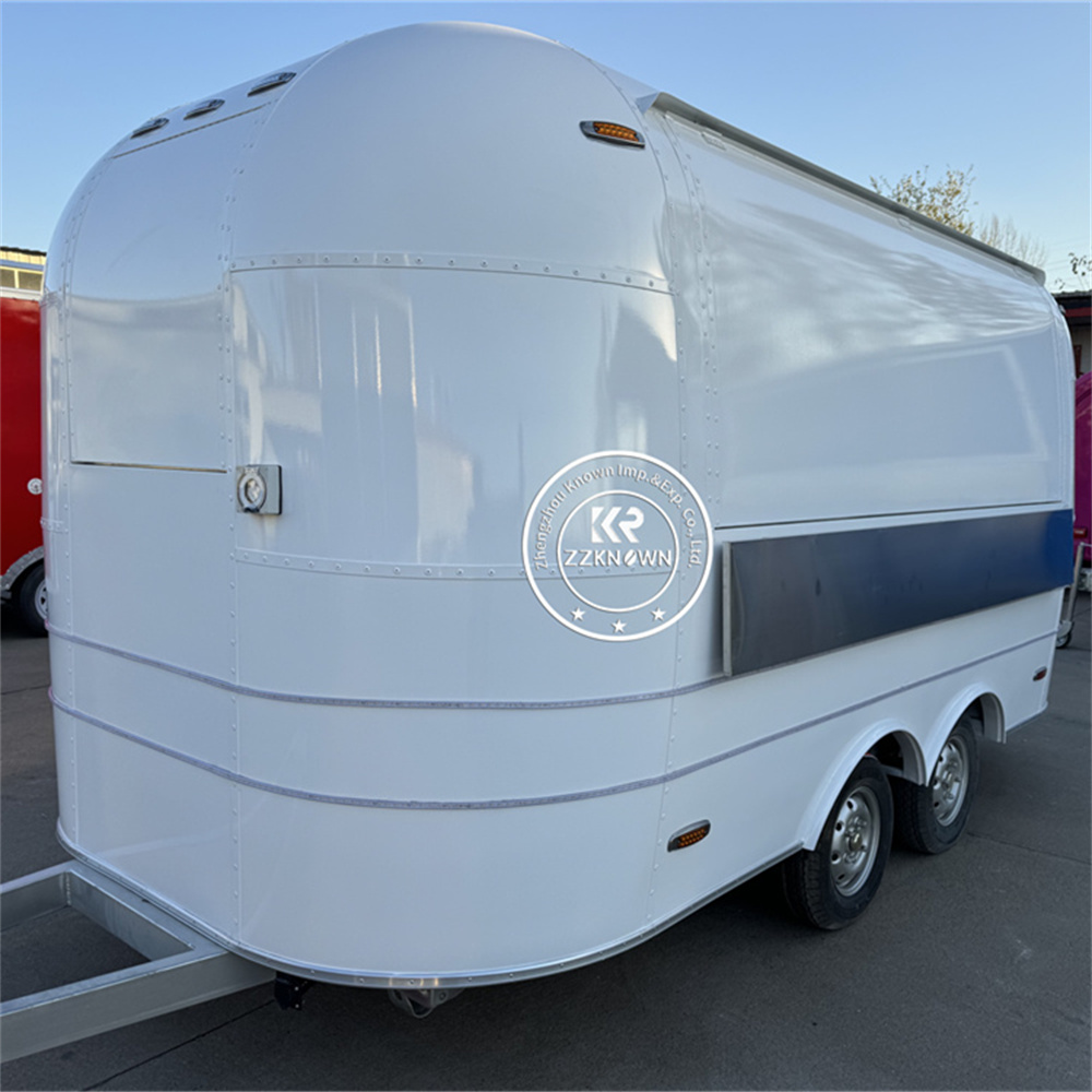 Commercial Street Fast Food Truck Catering Trailer Coffee Kiosk Fully Equipped Food Trailer Outdoor Stainless Steel Pizza Hot Dog Cart