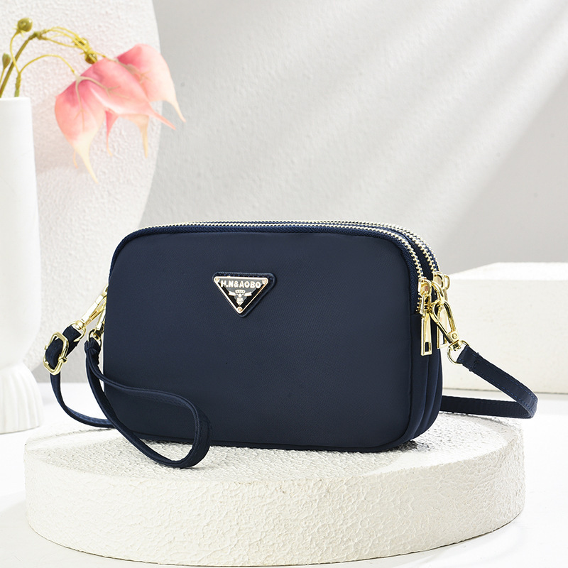 2025 New Women's Phone Bag Nylon Oxford Cloth Mini Shoulder Width Retro Women's Single Shoulder Crossbody Bag Solid Color Zero Wallet
