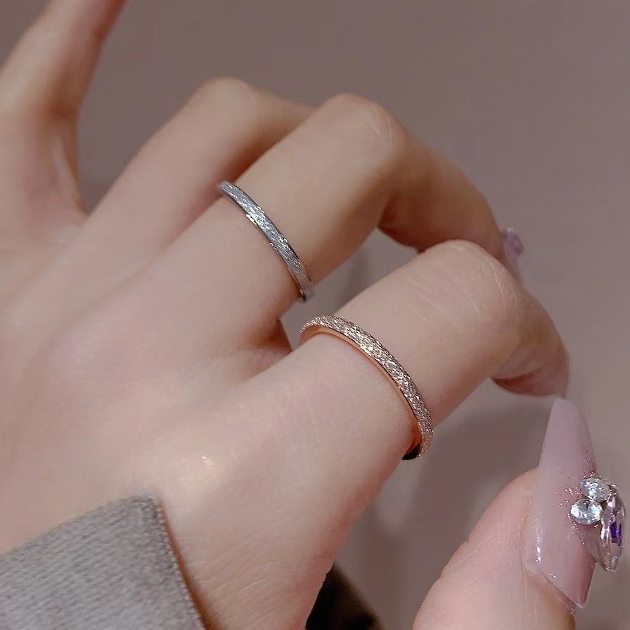 Minimalist Elegant Temperament Matte Ultra-Thin for Women High-End Titanium Steel Non-Fading Ring