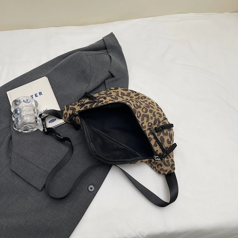 Fashion Leopard Print Waist Bag Street Trend Fanny Pack Woman Chest Packs Nylon Belt Bag Female Shoulder Crossbody Bags 250614