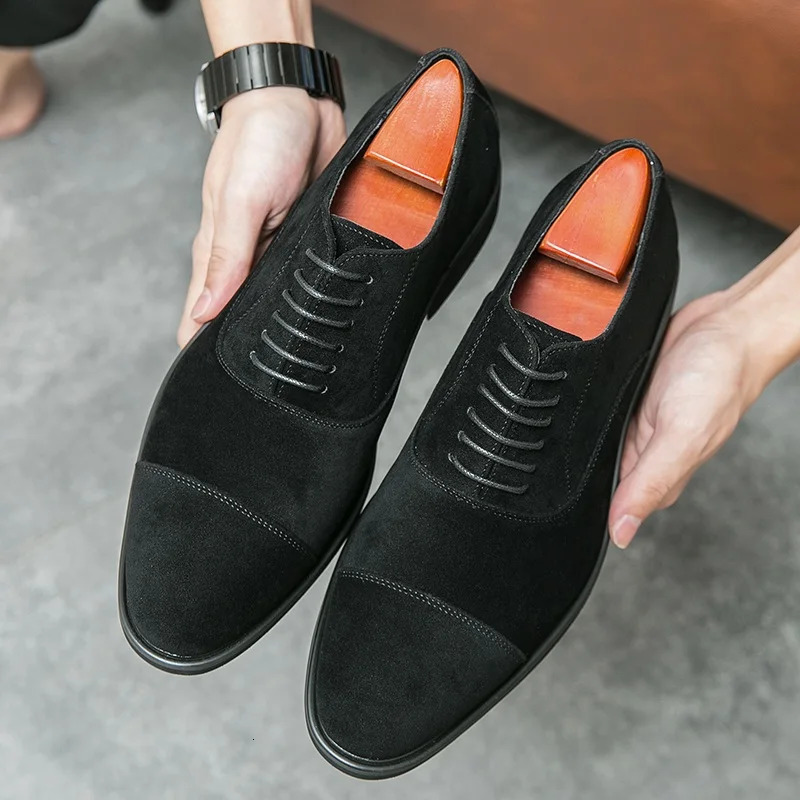 Arrival Men Pointed Toe Casual Suede Leather Shoes Male Lace Up Oxfords Wedding Dress Formal Flats Footwear Zapatos Hombre 250612