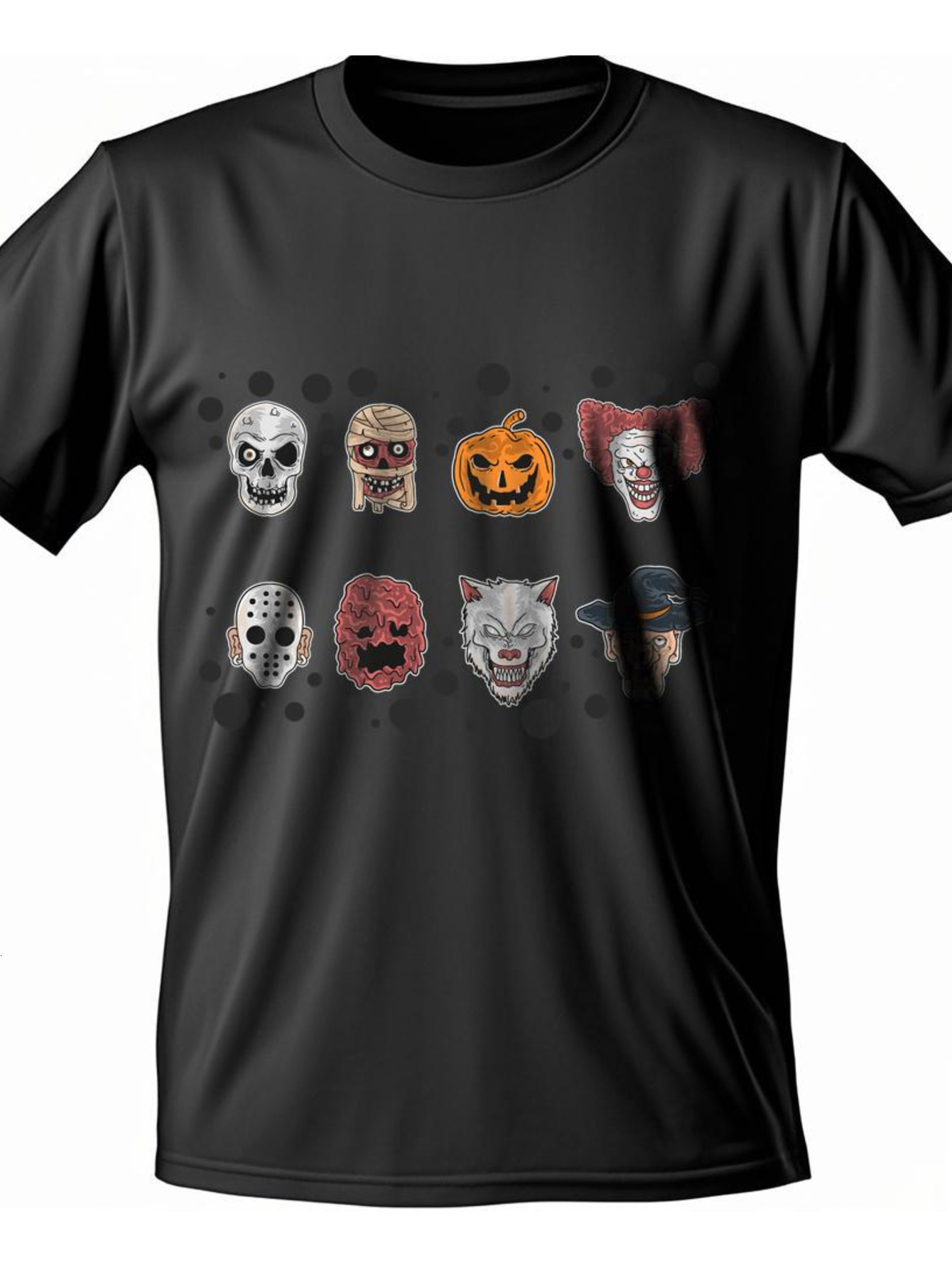 Dongdumaoyi T Shirts Short Sleeve Adult Men Black Round Collar 180G Skull Cotton White Graphics S-3Xl Halloween 519c