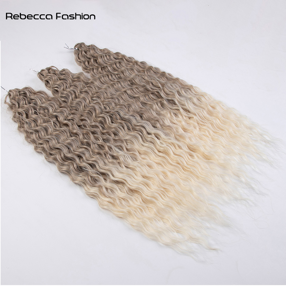 Rebecca Fashion Soft Water Wave Braids 22 Inch Ombre Blonde Extensions For Women Crochet Hair Extension