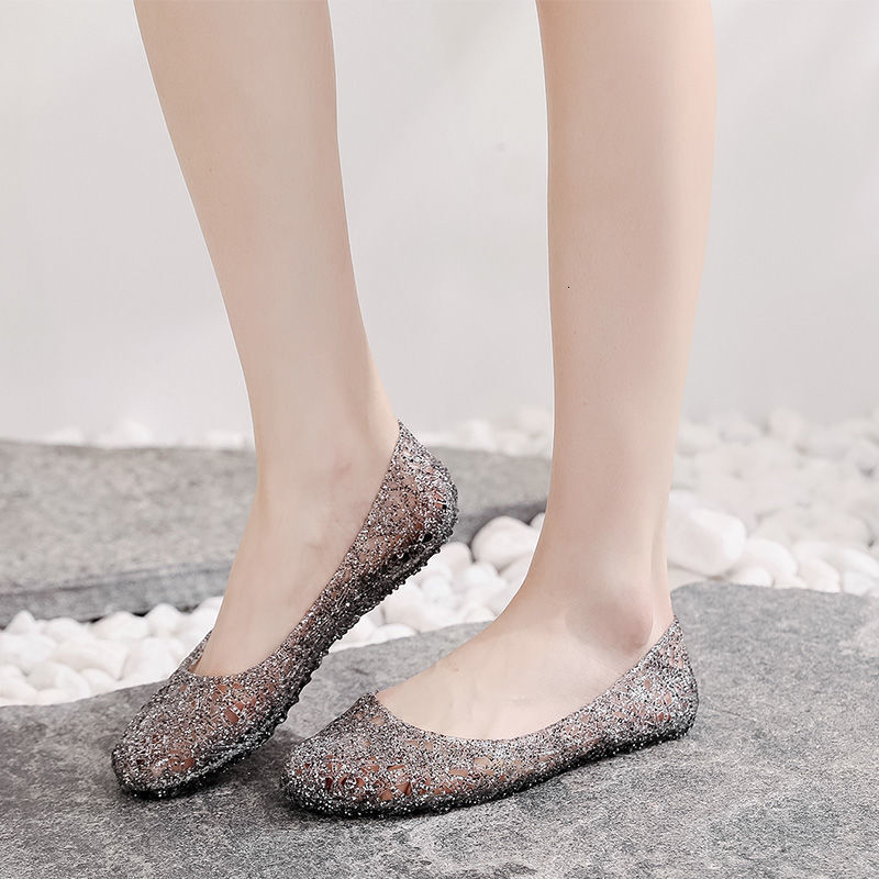 Summer foreign trade cross-border hollow women's sandals shiny crystal breathable shoes designer sandals casual women's jelly shoes