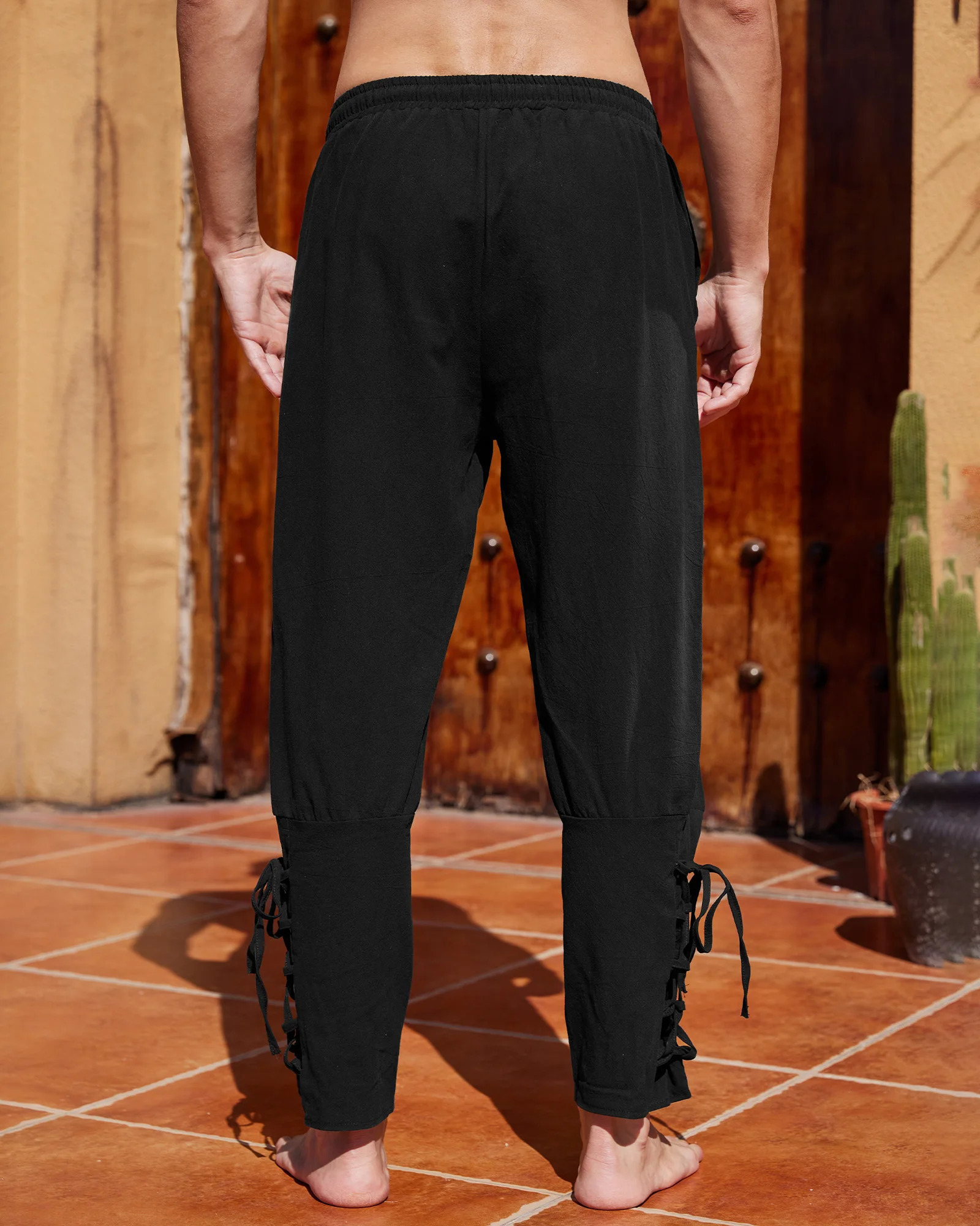 Mens Halloween Costume Pants Medieval Viking Pirate Cosplay Pants Renaissance Trousers for Adult With Pocket 250614