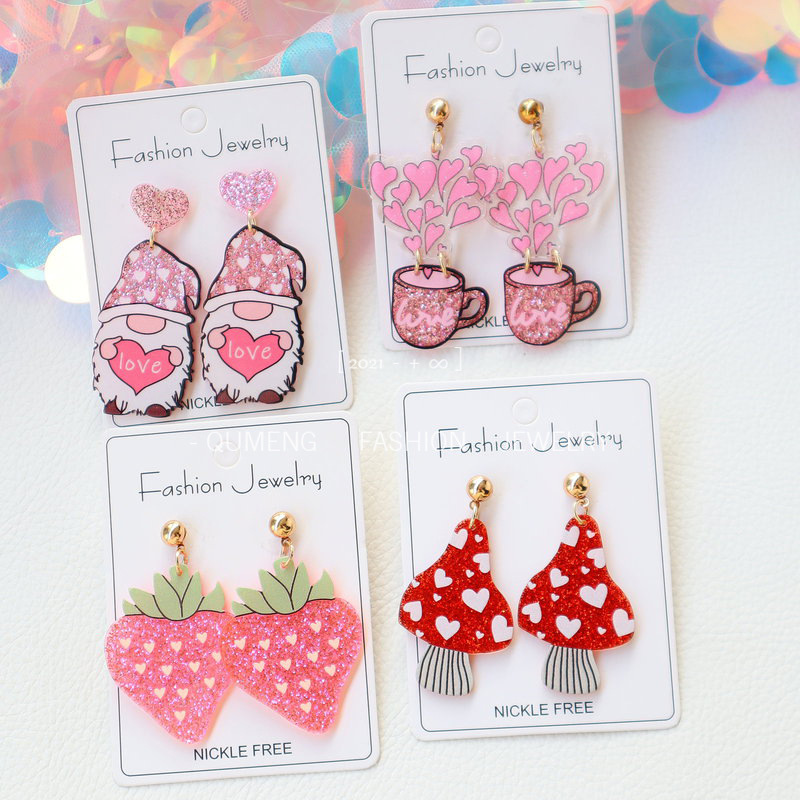 Women's Earrings 3PCS/LOT heart Acrylic Illusory Color Geometric Long Drop Earrings for Womens Trendy Jewelry