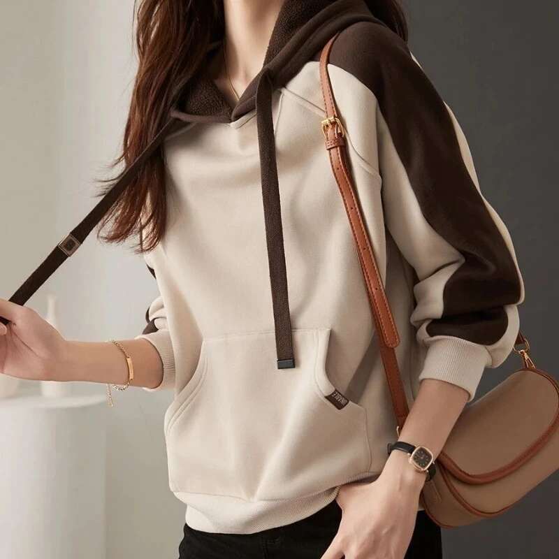 Hooded Sweatshirt for Women Long Sleeve Hoodies Baggy Woman Tops Loose Basic Essential Designer On Promotion Emo New In M Casual