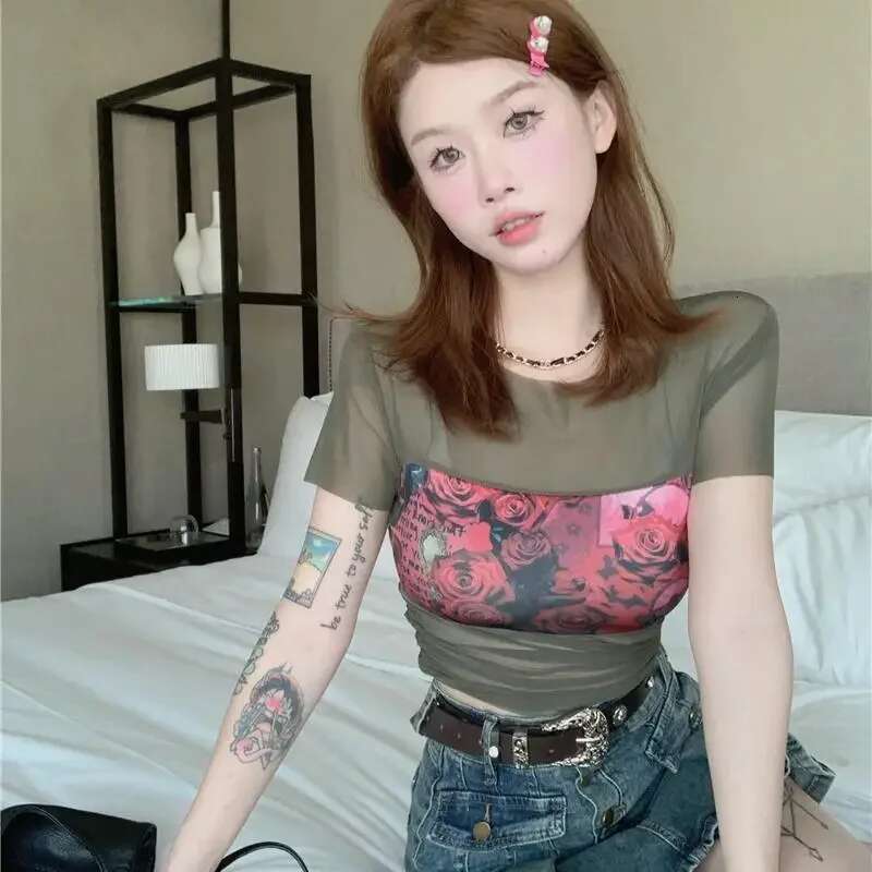 Graphic T Shirt for Women Short Sleeve Woman Tops Korean Fashion Yk2 Style Clearance Kpop Cheap Clothes Japanese Vintage Basic