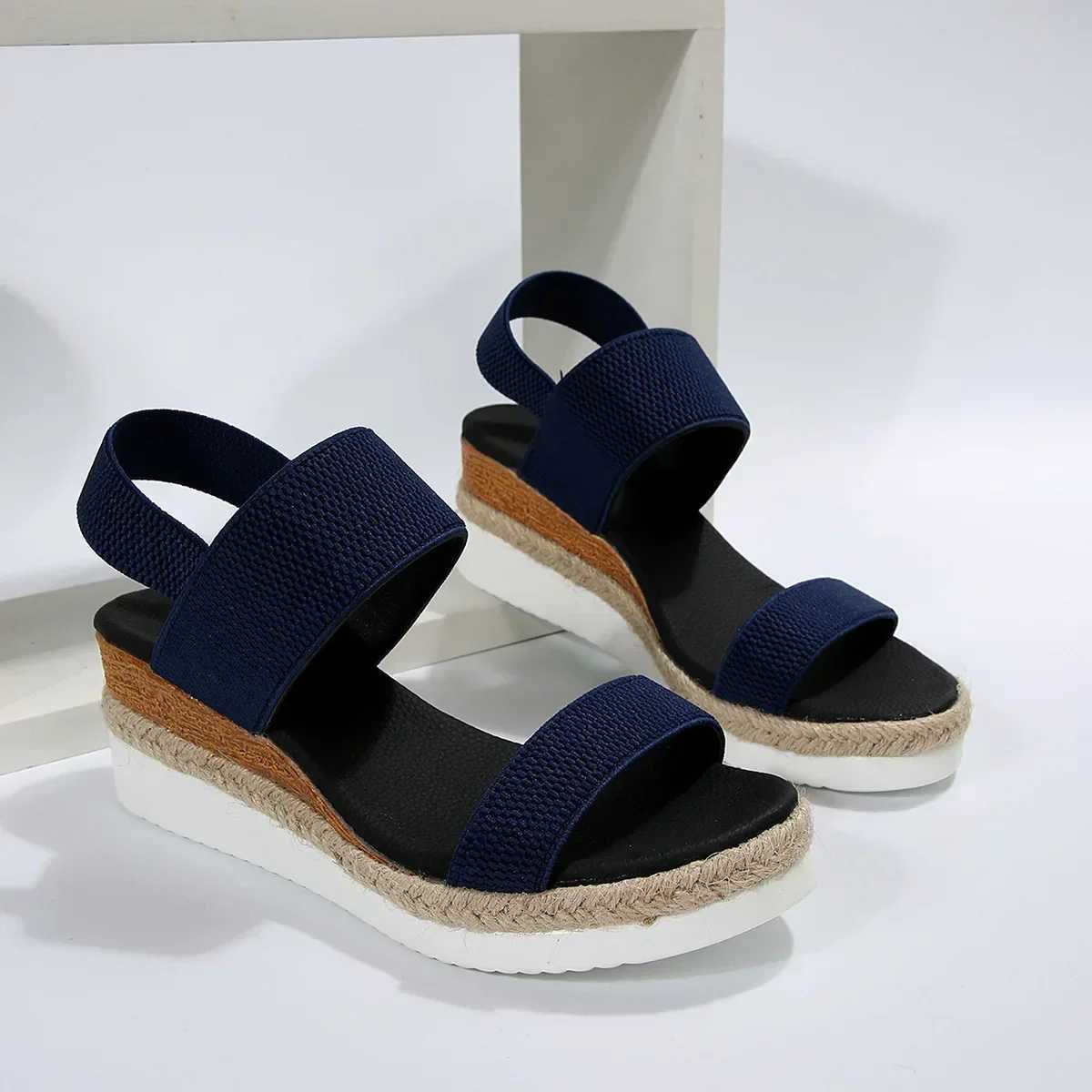 Plus Size 36-43 Womens Sandals Summer Casual Shoes for Women Comfortable Non-slip Walking Slip on Elastic Fabric Female Shoes Z250617