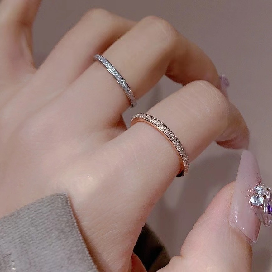 Minimalist Elegant Temperament Matte Ultra-Thin for Women High-End Titanium Steel Non-Fading Ring