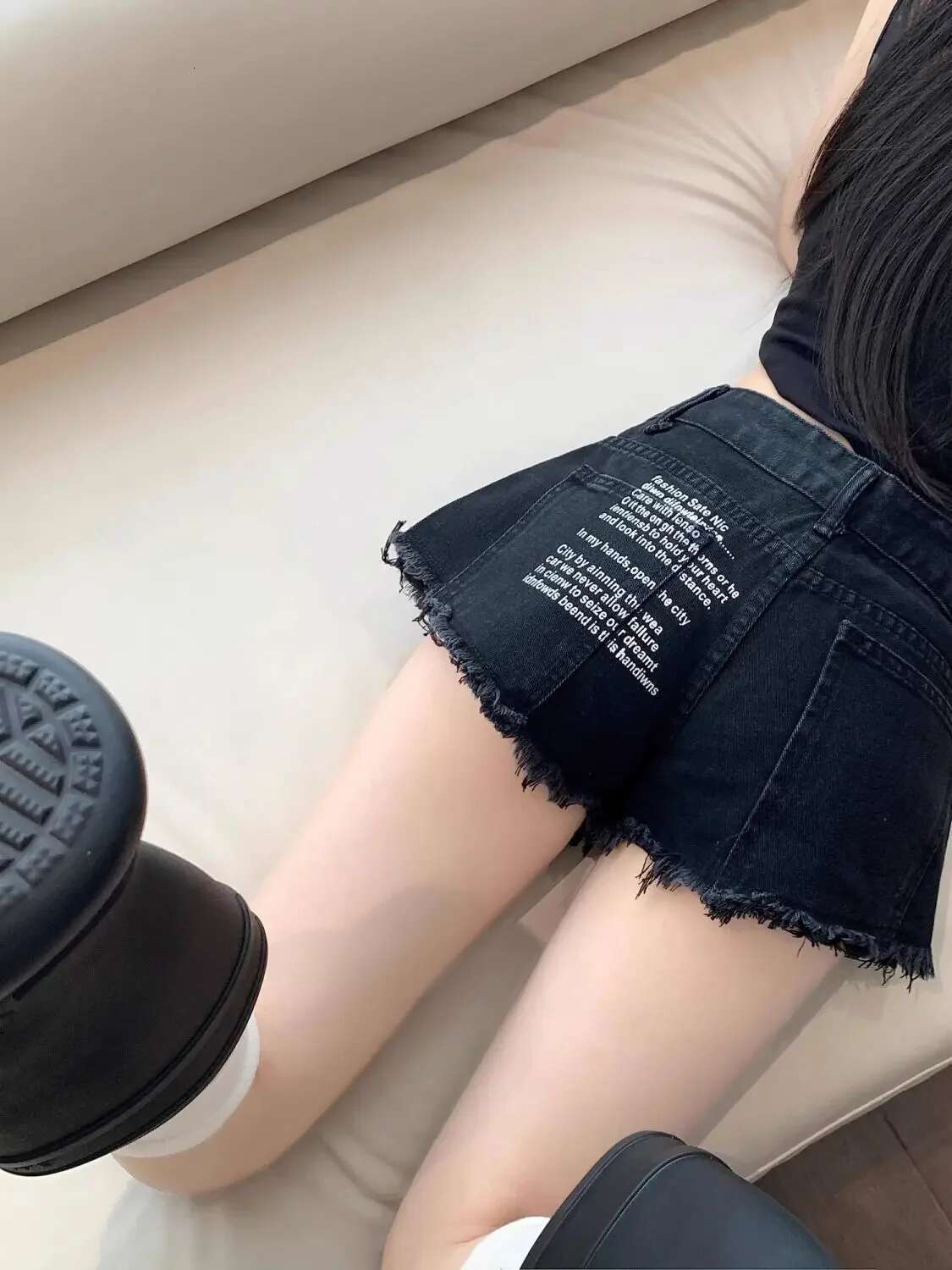 Outdoor Sexy Letter Print Short Jean Pants Woman Classic Fashion Clothing 2025 Summer New In Outfits Kpop Denim Shorts for Women