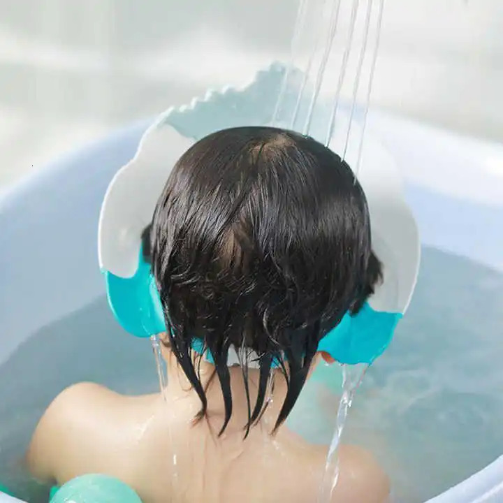 Adjustable Size Children Shampoo Cap Crown Baby Shower Cap Cartoon Bath Visor Infant Hair Shield Ear Protection Waterproof 250617