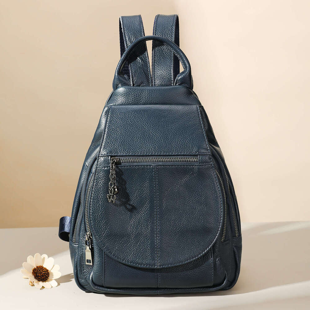 Women's backpack travel Double Shoulder Bagwith leather toe cover layer simple large capacity fashionable and high-end feeling