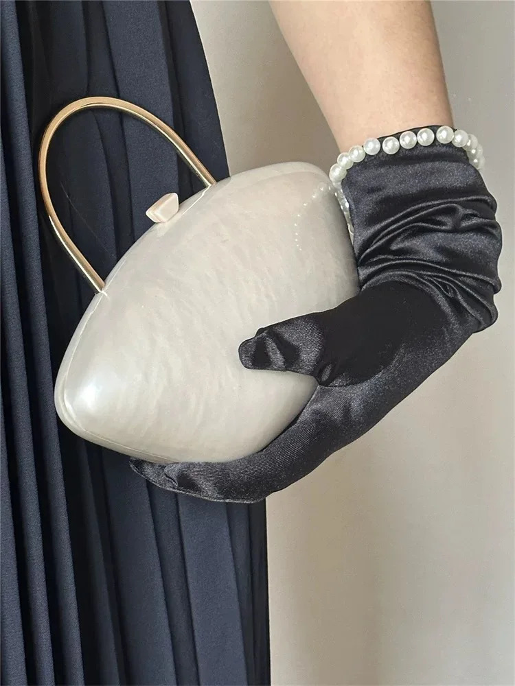 Luxury Acrylic Lady Bag Fashion and Personalized Dinner Single Shoulder Crossbody cute ivory pearl color purse 250614