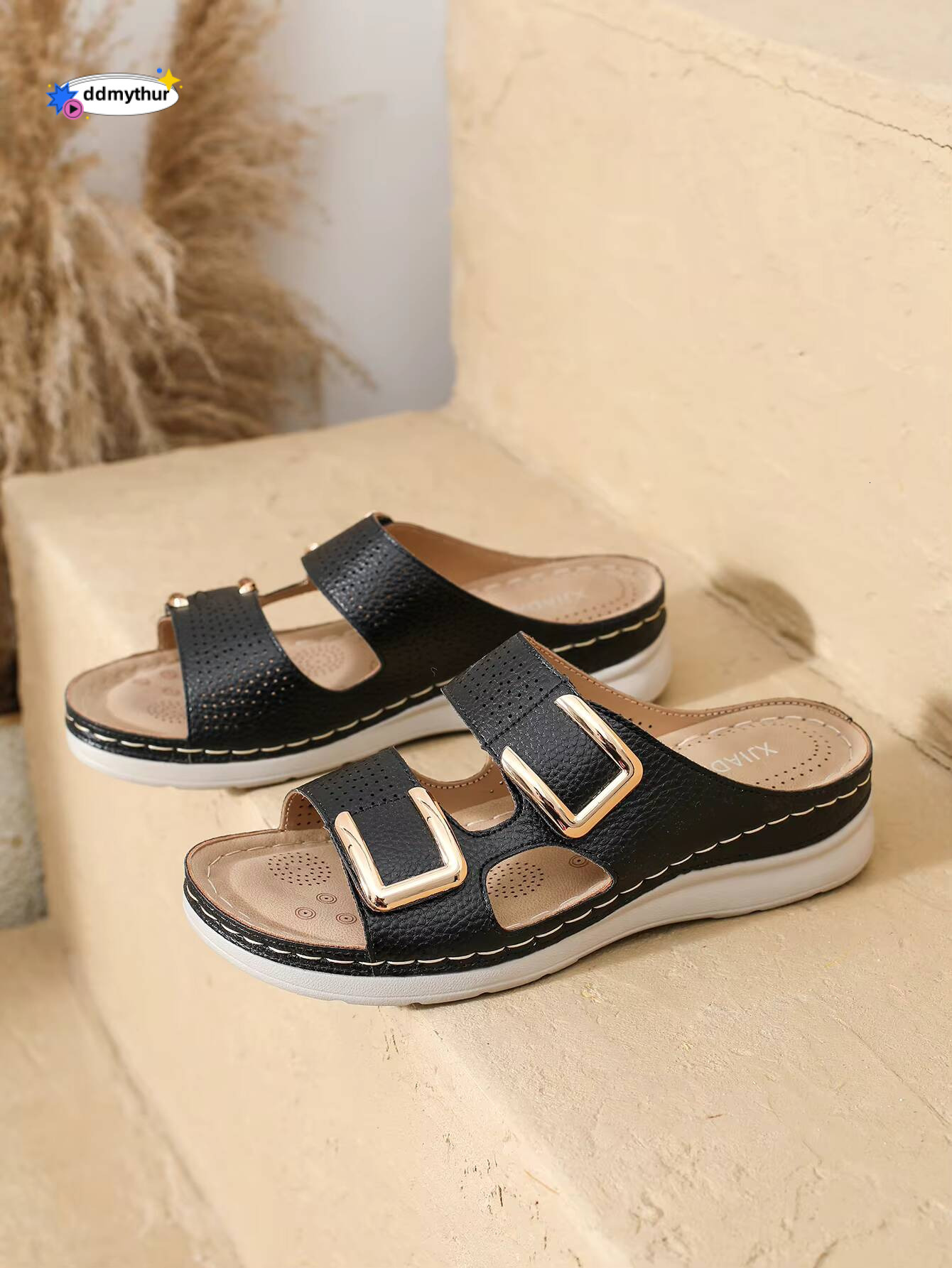 Woman 2024 Trend Women's Slippers Casual Flower Hollow Wedge Beach Shoes Outdoor Fashion Platform Comfortable Non-slip Sandals ddmythur