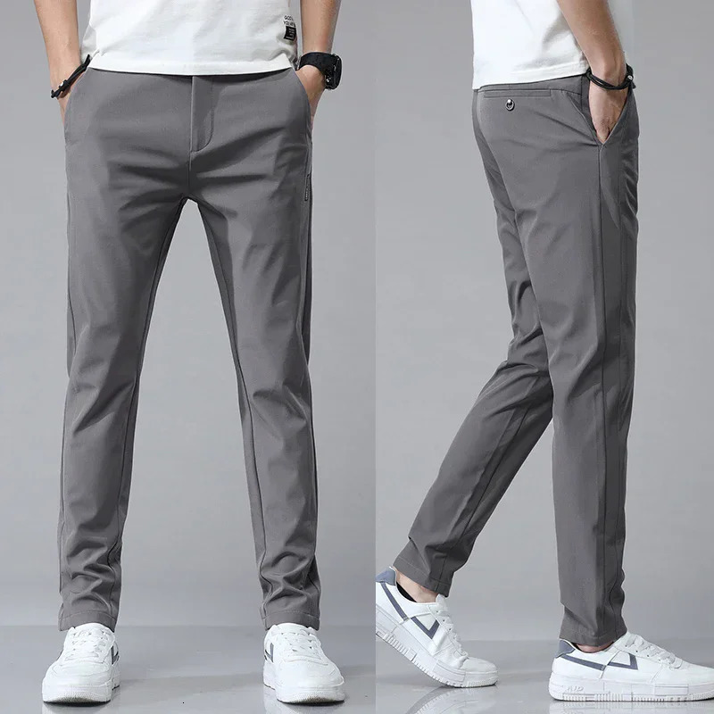 Spring Summer Ultra-thin Mens Stretch Slim Straight Casual Pants High Quality Fashion Breathable Golf Sports Trousers 250614