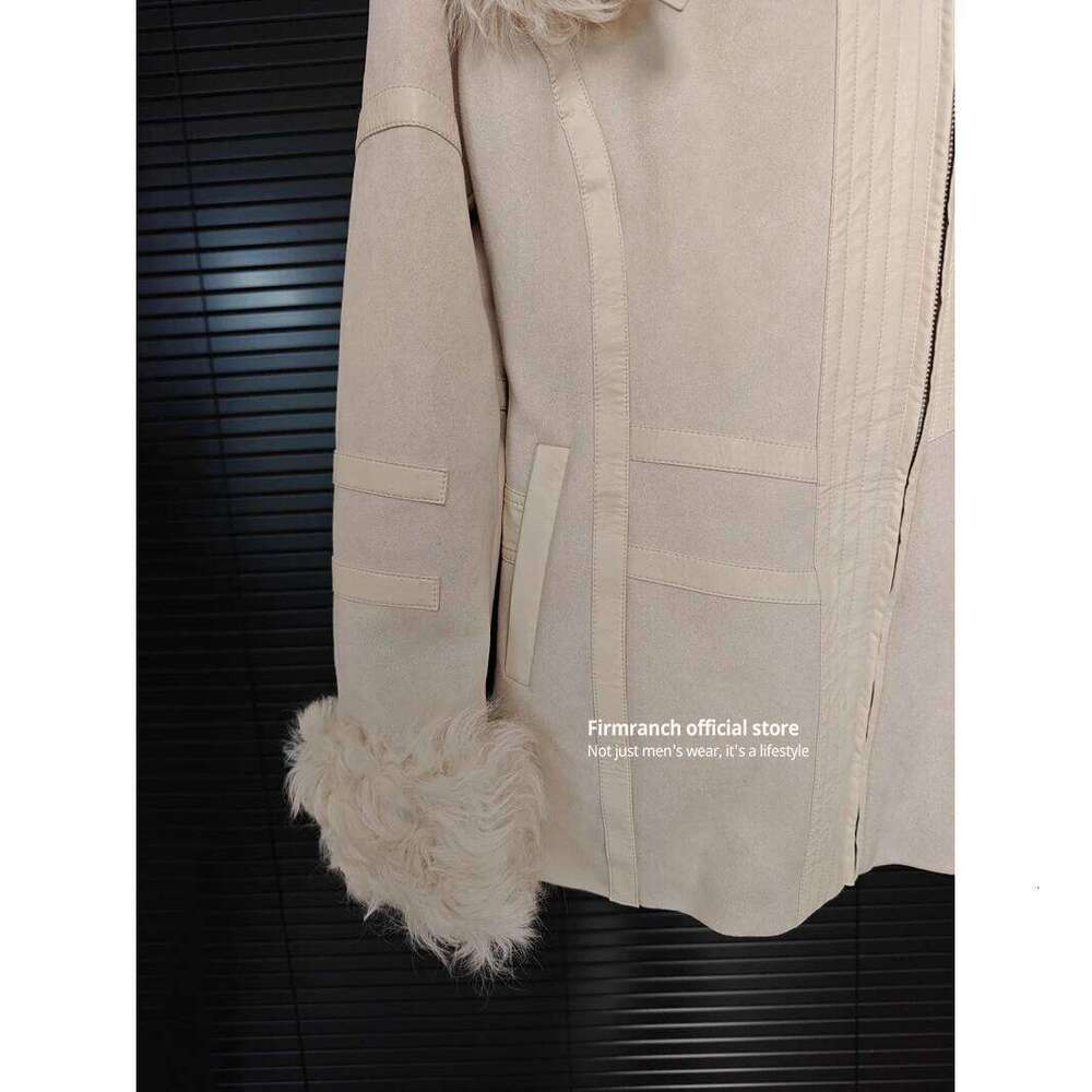 Firmranch Heavy Large Turn-down Collar Women's New White Eco-Friendly and Lamb Jacket Warmth Winter Double Face Fur Coat