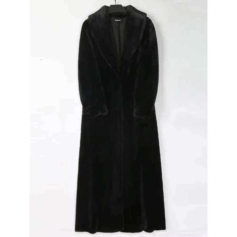Mauroicardi Winter Extra Long Thick Warm Soft Fitted Fluffy Faux Fur Coat Women Shawl Collar Elegant Chic Furry Overcoat
