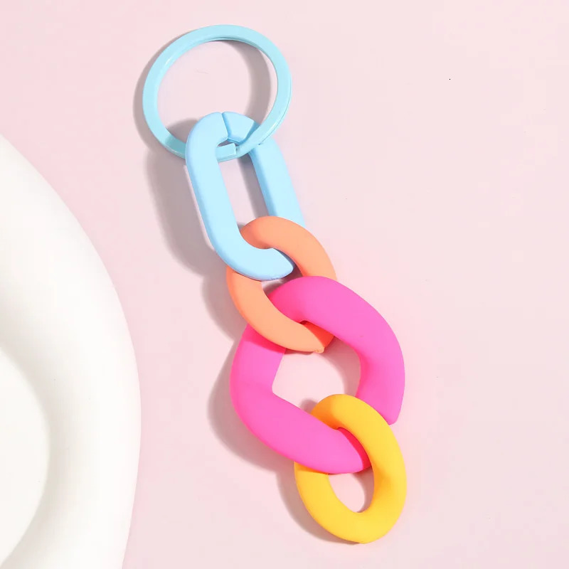 Colorful Acrylic Plastic Link Chain Keychain Creative Handmade Key Ring For Women Men Handbag Accessories DIY Friendship Gifts 250616