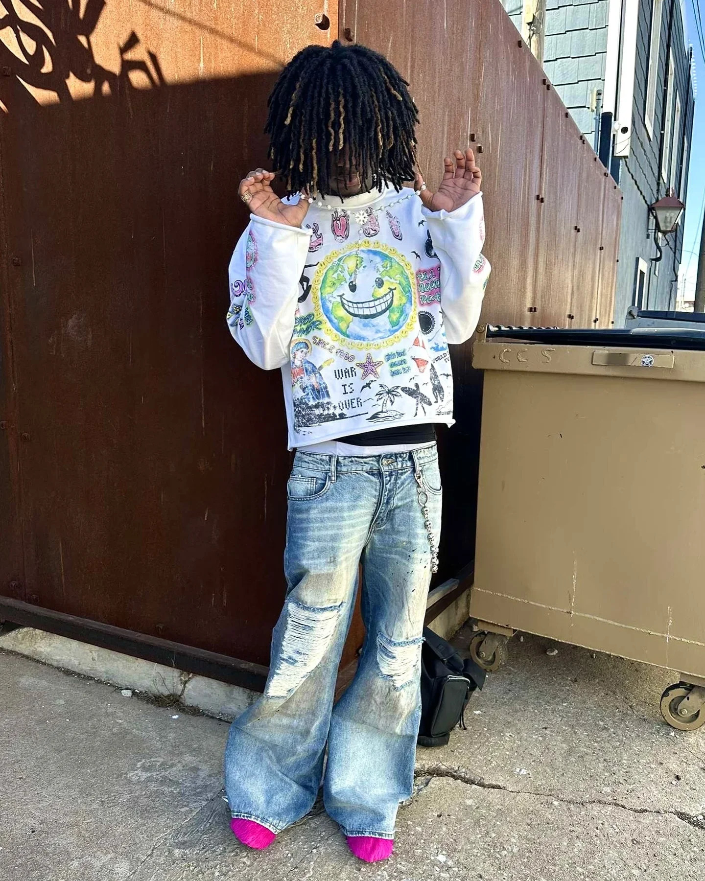 Y2k Harajuku Cartoon Graphic Graffiti Print Long Sleeves Women Hip Hop Oversized Loose Cotton T Shirts Tops Gothic Men Clothing 250616