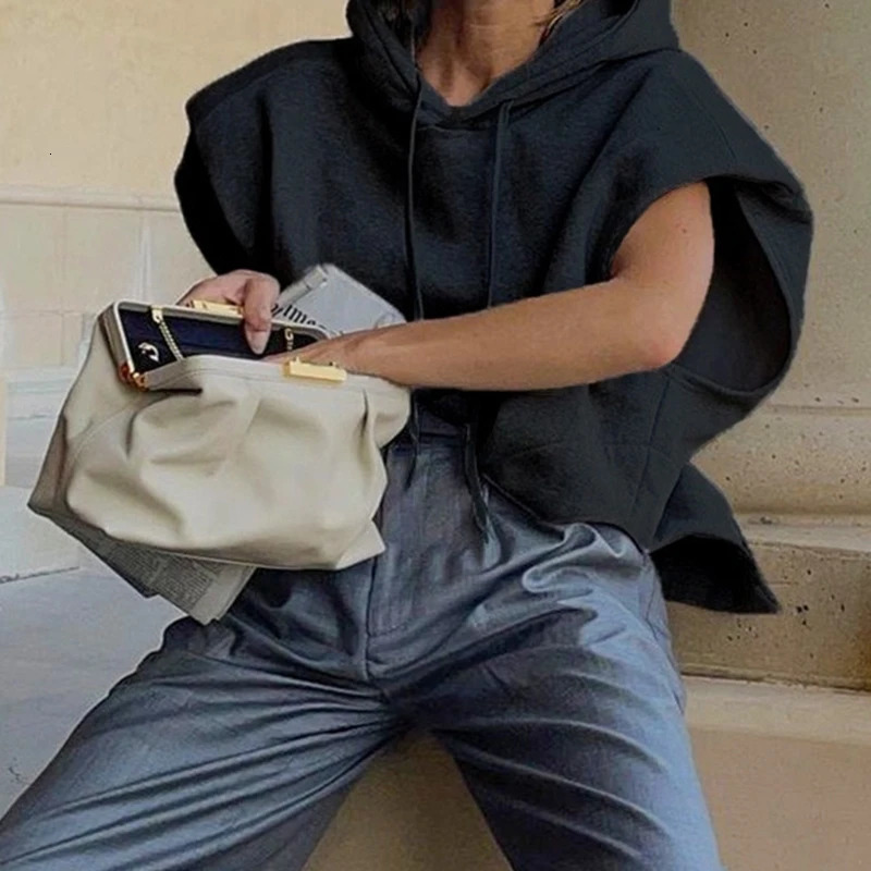 Women Sleeveless Hooded Tank Tops Drawstring Casual Workout Summer Cami Shirts Solid Color Hoodie Tunics Top Sweatshirt 250612