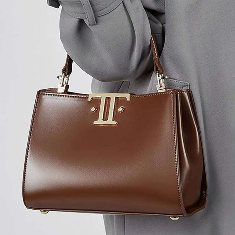 Top Handle 2025 New Versatile High-End Sense Exquisite Handbag Split Leather Crossbody Commuter Women's Bag