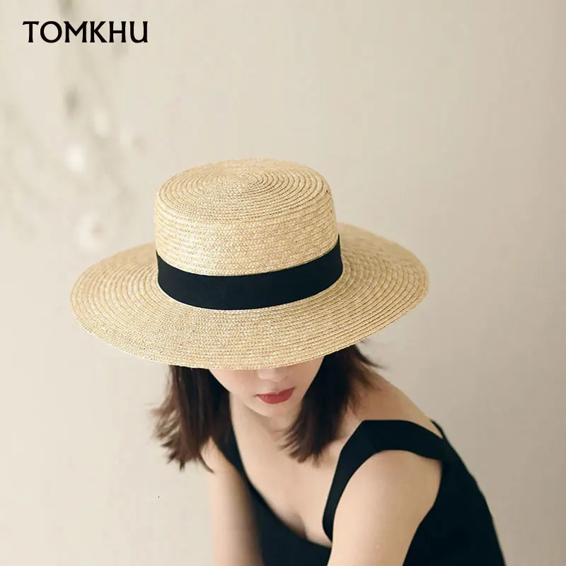 Fashion Summer Women Wide Brim Natural Straw Hat Chapeau Female Sun Hats Boater Black Panama Beach Hat Sombrero Mujer Fedora Cap 250616