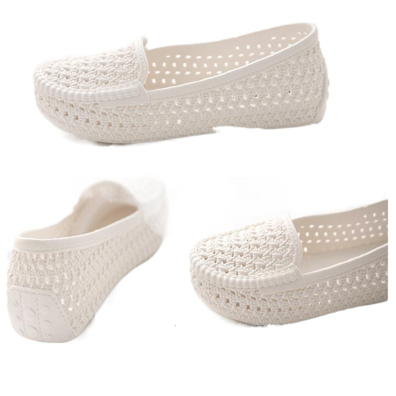 Summer women's hollow white shoes, women's sandals, non slip flat shoes, designer sandals, fashionable women's slippers