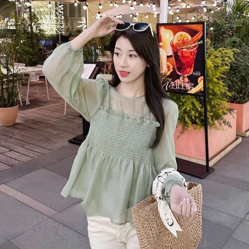 Korean Style Woman Top Loose With Short Sleeve Shirts Blouses For Women Fine Elegant Offer Original Hot Luxury Chic M Pretty