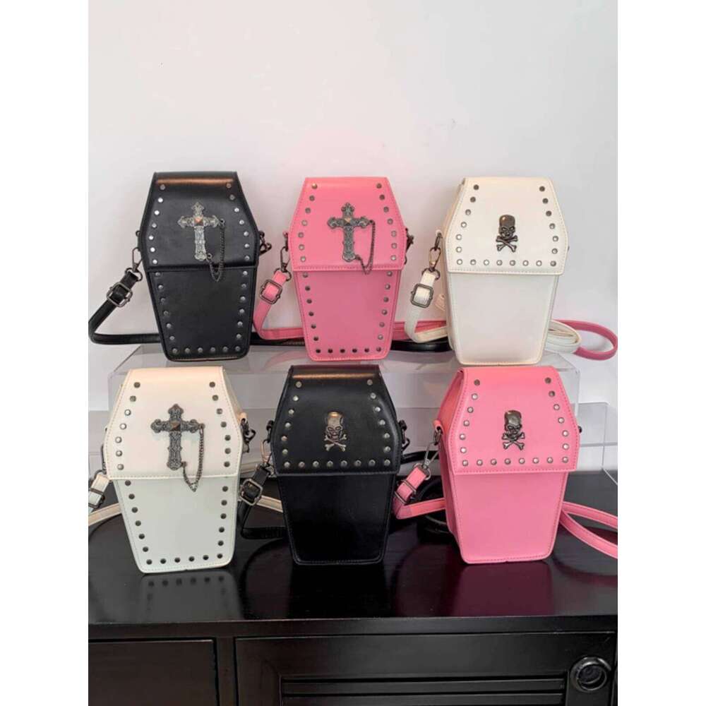 Dark Gothic Style Cross Skull Shoulder Niche Hot Girl Motorcycle Fashion Rivet Women s Crossbody Phone Bag