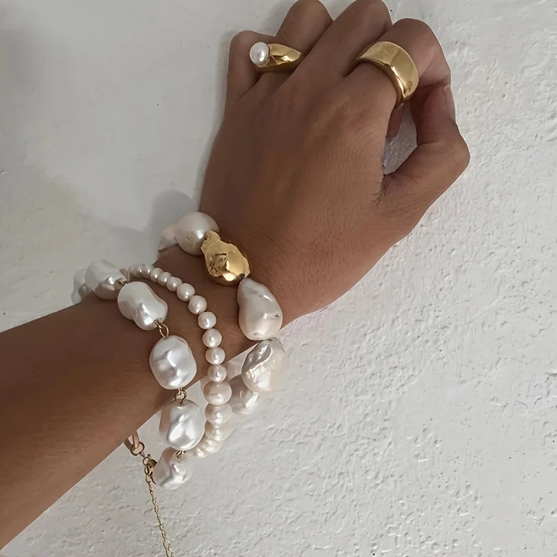 Exquisite pearl bead womens bracelet set banquet jewelry 250616