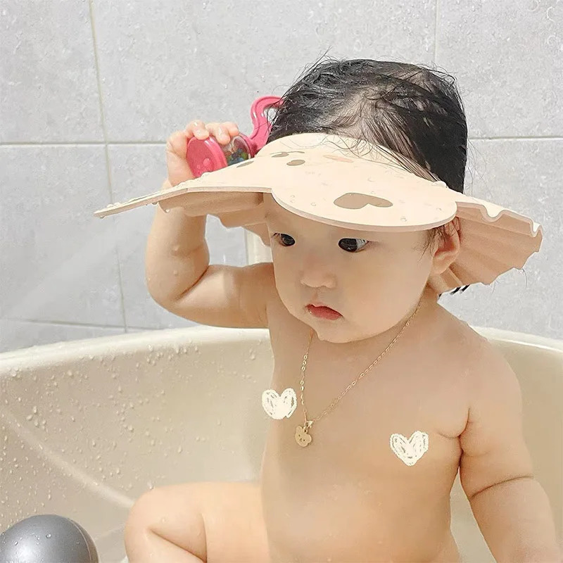 Adjustable Baby Shampoo Shower Cap born Baby Bath Accessories Children Bathing Wash Hair Shield Hat Ear Protection Head Cover 250617