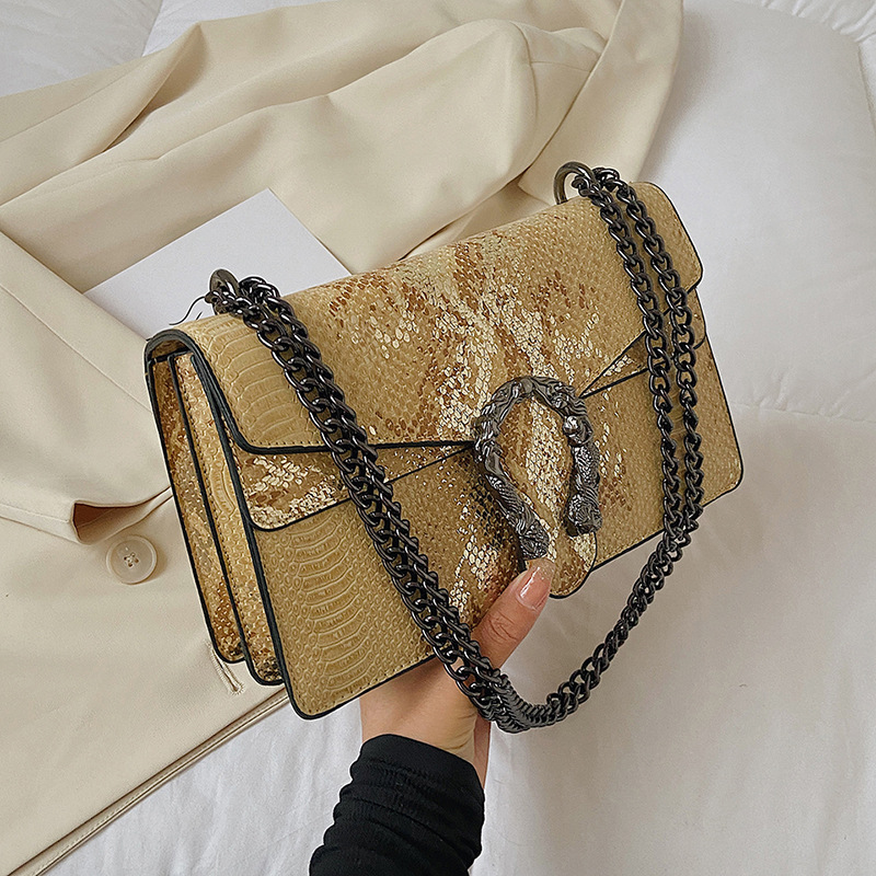 2025 Free Shipping Women's Designer Luxury Fashion New Fashion Serpentine Small Square Bag Single Shoulder Cross Shoulder Chain Bag gray black