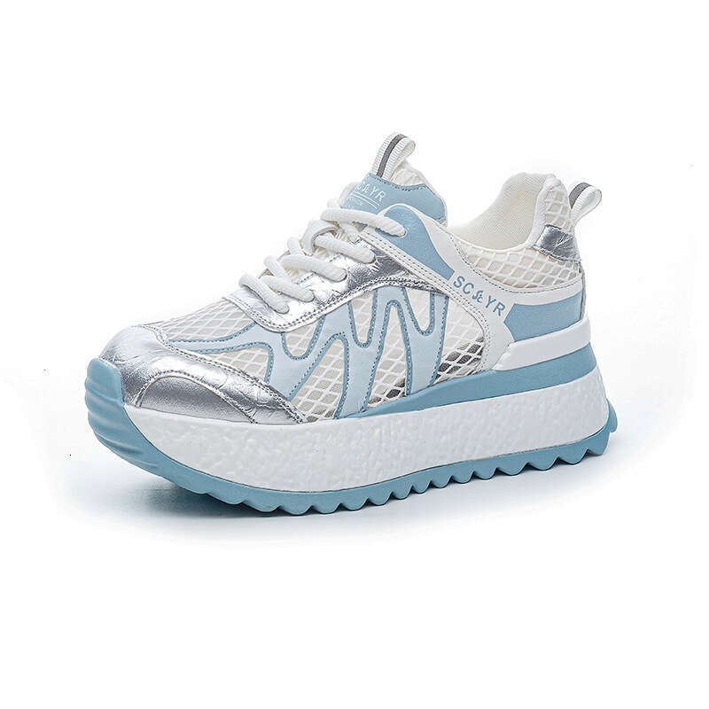 White Sneakers Height Increasing 2025 Casual Fashion Versatile Korean Style Thick Sole Breathable Mesh New Dad Women's Shoes