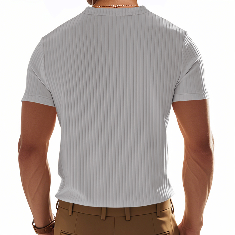 Men's T-shirt street fashion Henry shirt summer daily shirt fitness casual sports quick-drying breathable short-sleeved European size: S-3XL