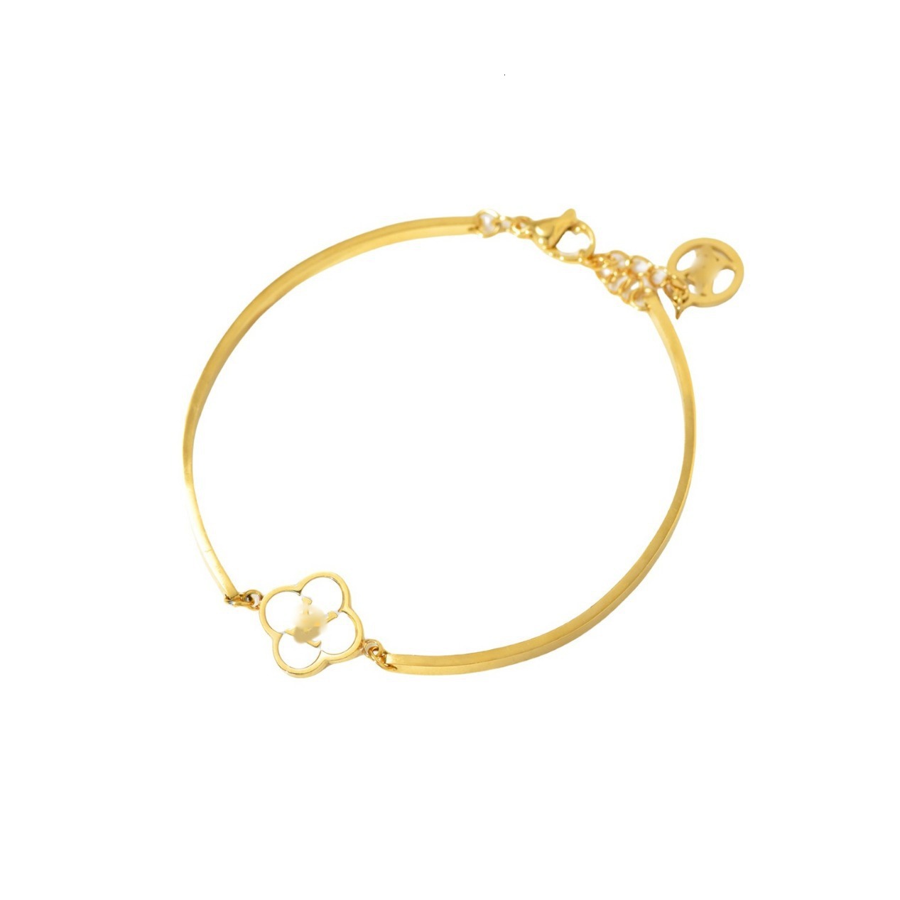 Fashion Light Style Black and White Mother-of-Pearl Clover Flower Bracelet for Women High-End Titanium Steel Jewelry