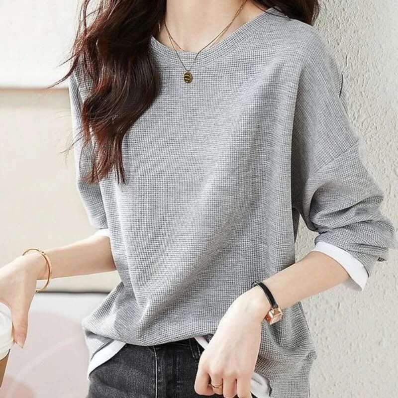 Loose Baggy Round Neck Pullover Long Sleeve Sweatshirt for Women Novelty Harajuku Fashion Woman Tops Essential Korean Aesthetic