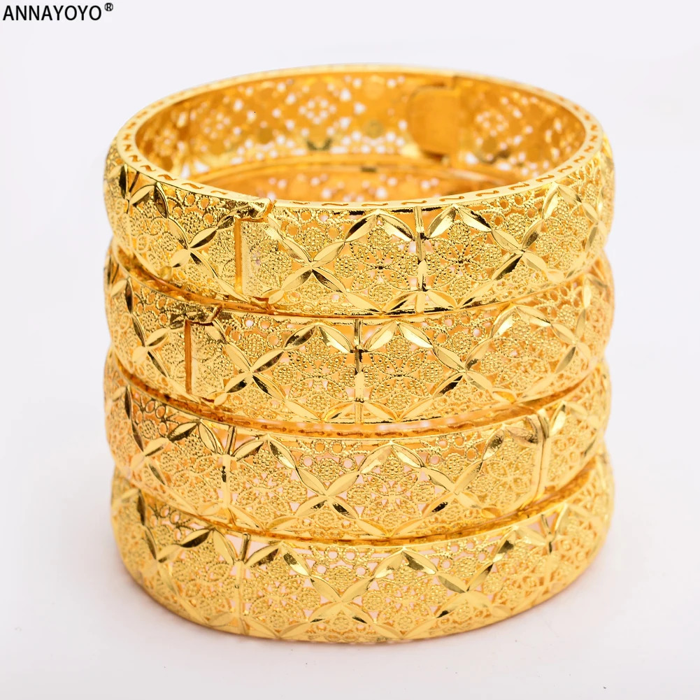 Gold Color Bangles Women Men Girls Ethiopian African Dubai Wedding Bracelet Pulseras Party Gifts 250616