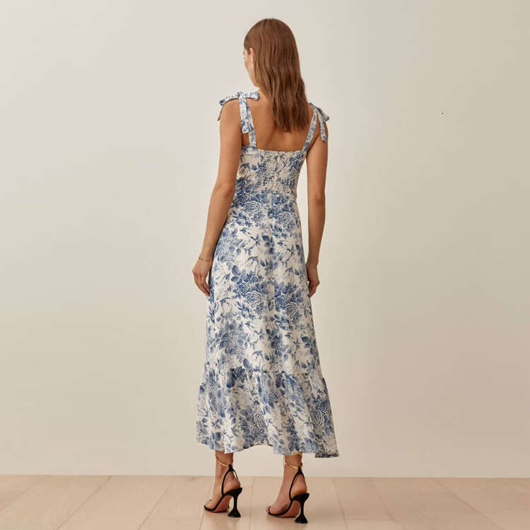 Dress Bodycon Dresses for Women Maxi Dress for Women 301ref Spring Summer New Printed Mid-length Spaghetti Strap Rayon Dress 2025 French Style Womens 