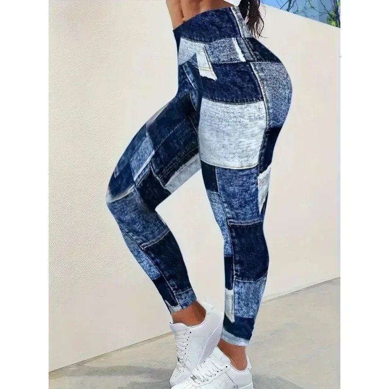 Womens Plus Size 1XL5XL Casual Tights Sports Pants Casual Colored Slim Fit High Waist Pants Denim Tight Leggings 250609