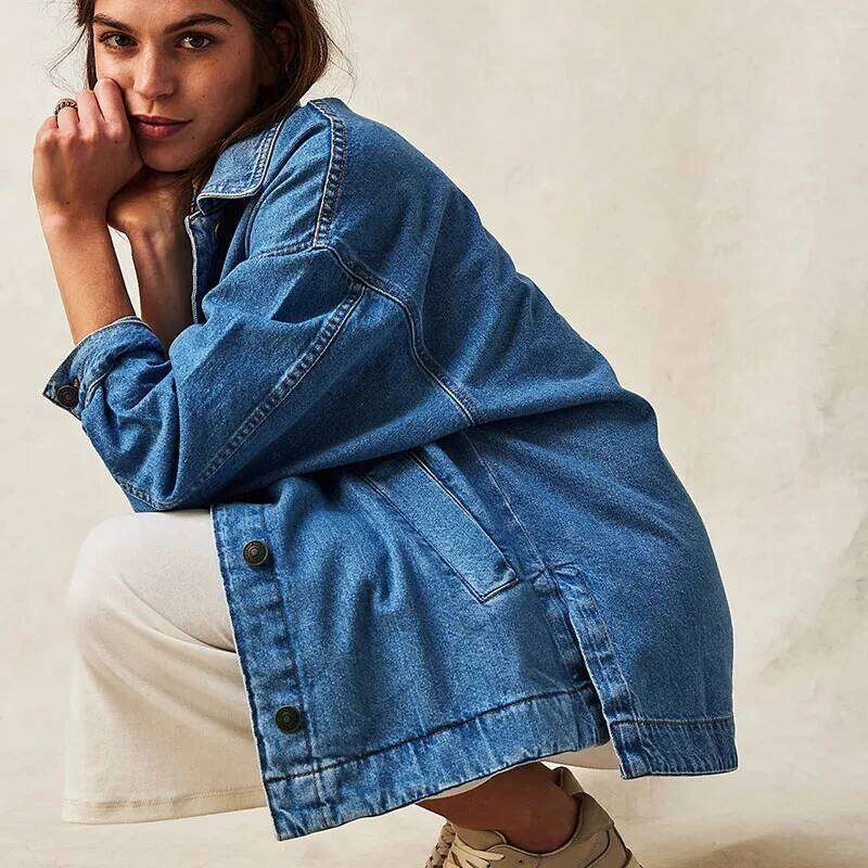 Top 2025 New Fashion Solid Color Spring Autumn Casual Long-Sleeved Lapel Women Denim Jacket H351